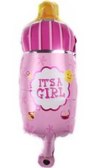 Фольгована кулька міні-фігура "Бутилочка It’s a girl " рожева (25см) 1шт.