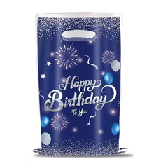 Подарунковий пакет поліетиленовий "Happy Birthday з кульками" синій 25х16см (10шт).