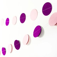 Гірлянда паперова штора "кружечки" рожевий, бузковий, в уп (1 шт)