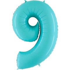 Фольгована кулька цифра "9" блакитна Grabo 40" (100 см) 1 шт