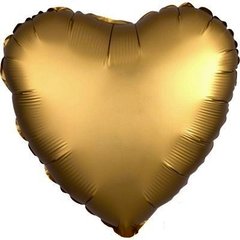 Кулька фольга КНР серце 18' (44см) сатин бурштиновий (1 шт)