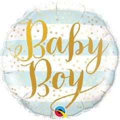 Фольгована кулька круг "Baby Boy" блакитно-біла Qualatex 18"(45см) 1шт.