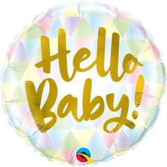 Фольгована кулька круг "Hello Baby" різнокольорова Qualatex 18"(45см) 1шт.