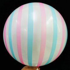 Повітряна кулька Bubbles Pinan 20"(51см) біла з рожевими та блакитними смугами 1шт.