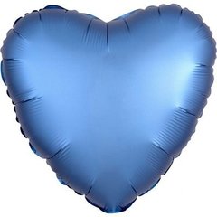 Фольгована кулька "Серце" темно-синя сатин 18"(45см) 1шт.