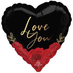 Фольгована куля 18' Anagram на День закоханих, серце, I love you, з трояндами, 45 см