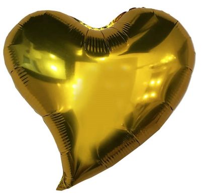 Кулька фольга КНР серце скошене 18' (44см)металік золотий (1 шт)