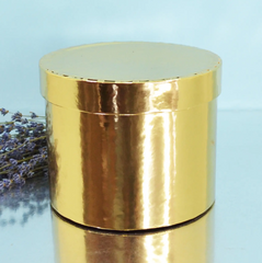 Кругла подарункова коробка хром золото 18х16 см. з кришкою