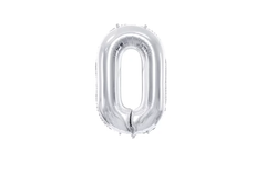 Фольгована кулька цифра "0" срібна Party Deco (100см) 1шт.
