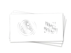 Паперовий конверт на гроші білий "Happy Birthday woman" срібне тиснення 1шт.
