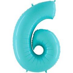 Фольгована кулька цифра "6" блакитна Grabo 40" (100 см) 1 шт