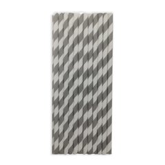 Паперові трубочки для напоїв сірого кольору в полосочку 19,5см (25шт).