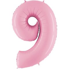 Фольгована кулька цифра "9" рожева Grabo 40" (100 см) 1 шт