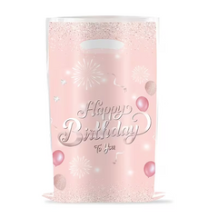 Подарунковий пакет поліетиленовий "Happy Birthday з кульками" рожевий 25х16см (10шт).