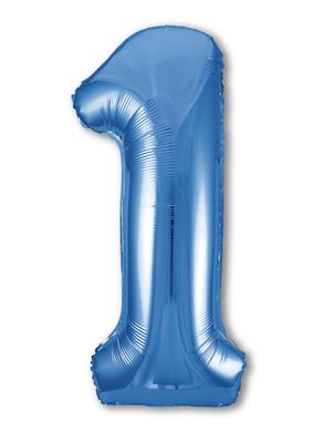 Фольгированная цифра 1 (40’) Agura Slim синяя в упаковке, 102 см