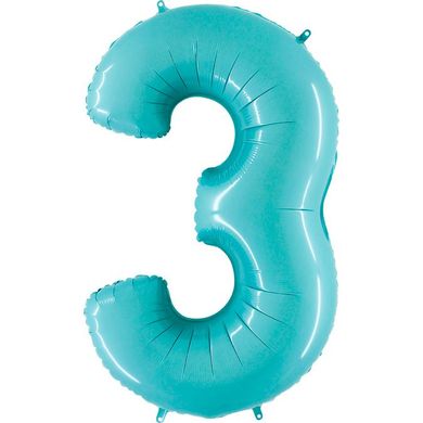 Фольгована кулька цифра "3" блакитна Grabo 40" (100 см) 1 шт