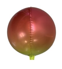Фольгована кулька "Cфера" Pinan градієнт червоно-жовта металік 22''(55см) 1шт.