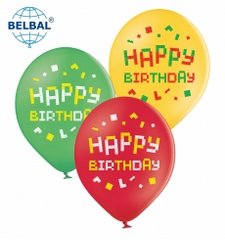 Латексні повітряні кульки 12" (30см.) "Happy Birthday LEGO" асорті BelBal 25шт.