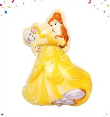 Фольгована кулька фігура "Принцеса Бель" жовта 94х63 см. (1шт).