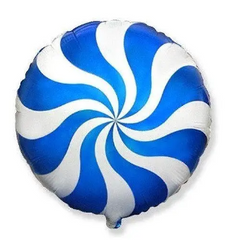Фольгована кулька круг Pinan "Льодяник" синя 18"(45см) 1 шт.