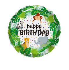 Фольгована кулька круг Pinan "Happy Birthday єдиноріг" біла 18"(45см) 1шт.