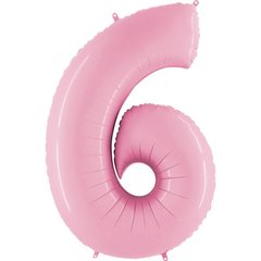 Фольгована кулька цифра "6" рожева Grabo 40" (100 см) 1 шт