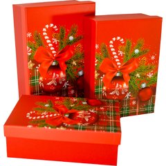 Подарункові коробки прямокутні "Новорічні" червоні (3 шт.)