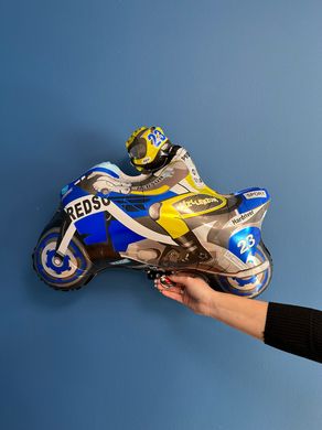 Фольгована кулька фігура "Мотоцикліст" синя 66х53 см. в уп. (1шт.)