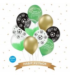 Набір кульок БЛ Belbal 12" (30 см) анг "Happy Birthday футбол" асорті (10 шт)