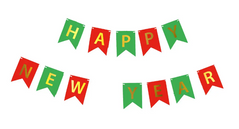 Гірлянда паперова "Happy New Year", чевроно-зелена з золотим, в уп(1шт)