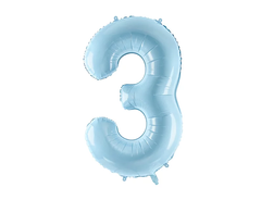 Фольгована кулька цифра "3" блакитна Party Deco (100см) 1шт.