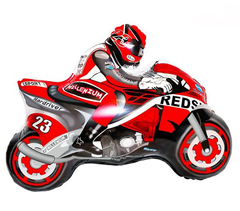 Фольгована кулька фігура "Мотоцикліст" червона 66х53 см. в уп. (1шт.)