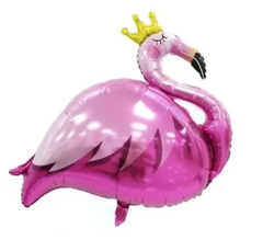 Фольгована кулька фігура "Фламінго з короною" рожева 100х80см. (1шт)