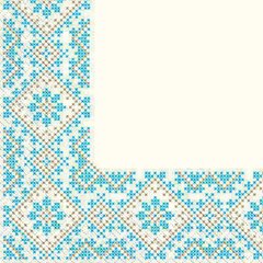 Серветки паперові тришарові "Вишиванка блакитна" білого кольору 33х33см (18шт.) в уп.