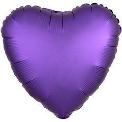 Кулька фольга КНР серце 18' (44см) сатин пурпурний (1 шт)