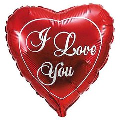 Фольгированный шар 18’ Flexmetal на День влюбленных, сердце,  I love you, красный, 45 см