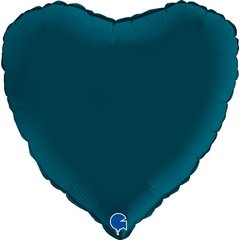 Фольгована кулька "Серце" синя сатин Grabo 18"(45см) 1шт.