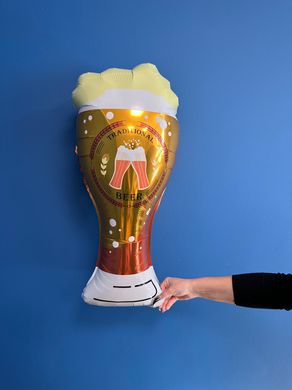 Фольгована кулька фігура Pinan "Бокал пива" оранжева 86х40 см. в уп. (1шт.)