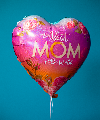Фольгована кулька серце "The best MOM in the world" рожева 18"(45см) 1 шт.