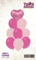Набір з 9 повітряних кульок "Рожеве серце" ТМ "Твоя Забава"