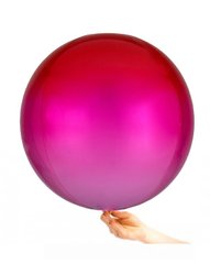 Фольгована кулька Pinan 4D сфера "Градієнт" рожево-блакитна 22"(55см) 1шт.