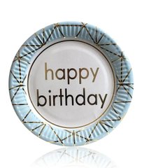 Паперові тарілки "Happy Birthday" блакитні 10шт. (18 см.)