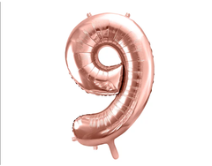 Фольгована кулька цифра "9" рожеве золото Party Deco (100см) 1шт.
