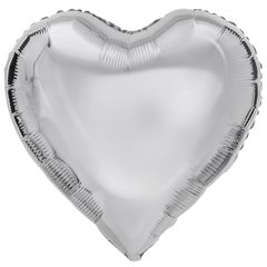 Фольгированный шар 18’ Pinan, 009 серебро, металлик, сердце 44 см
