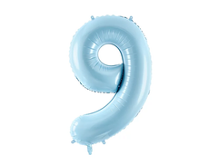 Фольгована кулька цифра "9" блакитна Party Deco (100см) 1шт.