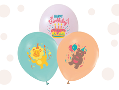 Латексні повітряні кульки 12" (30см.) "Happy Birthday звірятка" асорті ТМ "Твоя Забава" 50шт.