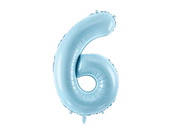 Фольгована кулька цифра "6" блакитна Party Deco (100см) 1шт.