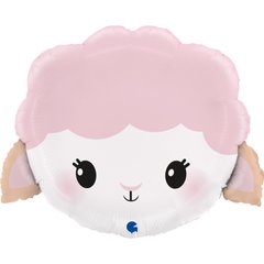 Фольгована кулька фігура "Мила вівця" рожева Grabo 19" (1шт.)