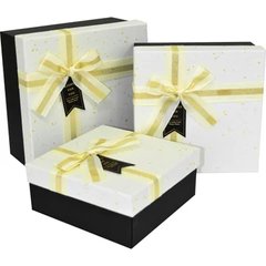 Подарункові коробки квадратні "Wish for you" чорно-білі (3 шт.)