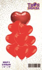 Набір з 9 повітряних кульок "Червоні серця" ТМ "Твоя Забава"
